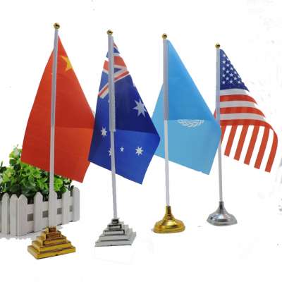 Cheap promotional multinational decorative desktop flag stand