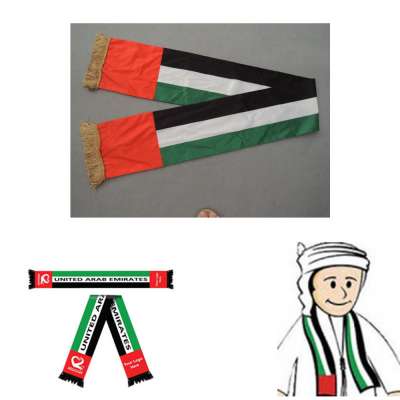 custom design knitted polyester uae national day scarf from China